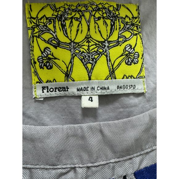 ANTHROPOLOGIE FLOREAT GRAY SALTON SEA FLORAL EMBROIDERED DRESS SIZE 4 - Picture 5 of 5